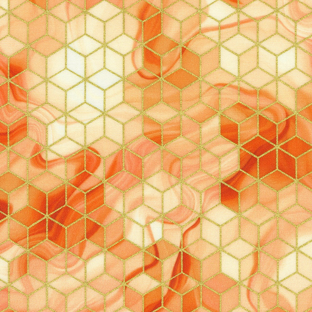 Robert Kaufman - Golden Vibes - Cubes in Peach