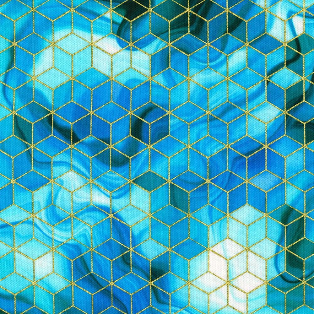 Robert Kaufman - Golden Vibes - Cubes in Water