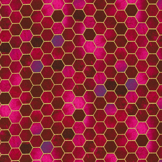 Robert Kaufman - Golden Vibes - Hexies in Red
