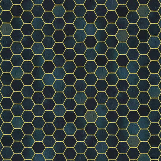 Robert Kaufman - Golden Vibes - Hexies in Onyx