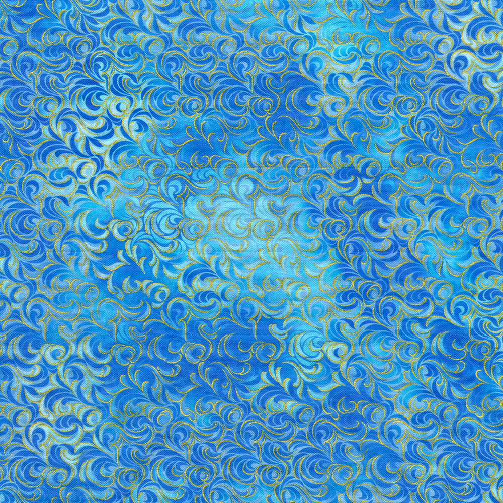 Robert Kaufman - Mixed Metallics - Blue and Gold